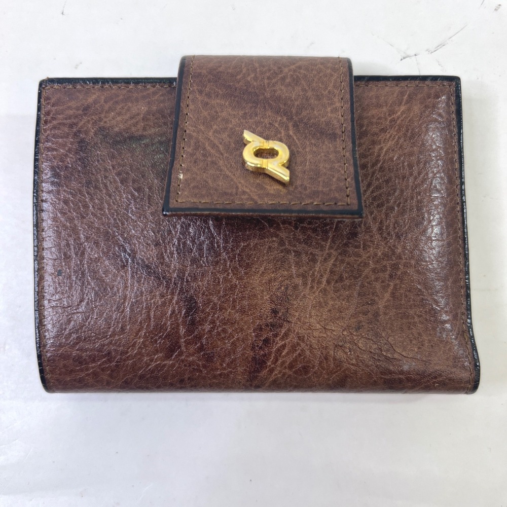 Vintage Rolfs Brown Cowhide Leather Bifold Wallet Gold Logo Snap Closure